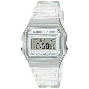 Casio Silver Digital Watch with Clear Strap